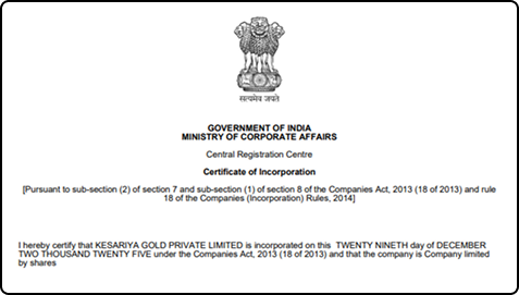 Certificate of Incorporation